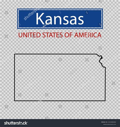 Kansas State Outline Map On Transparent Stock Vector (Royalty Free ...