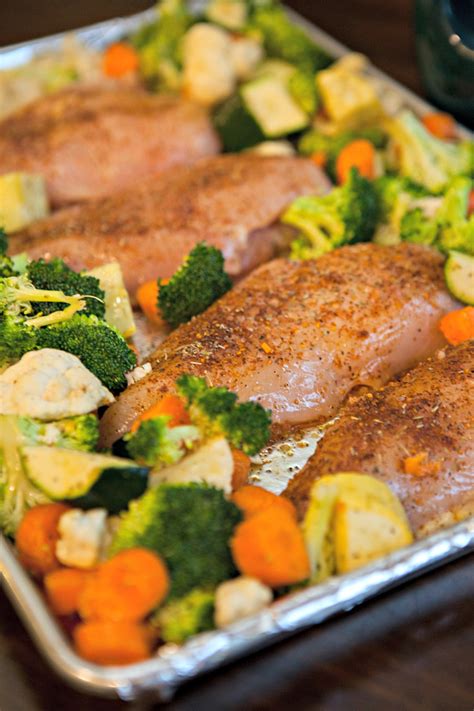 One Dish Sheet Pan Chicken and Veggie Recipe - Rachel Teodoro