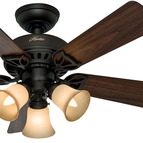 #Hunter #42 #Inch New Bronze Finish #Ceiling #Fan With Tea Stain Glass ...