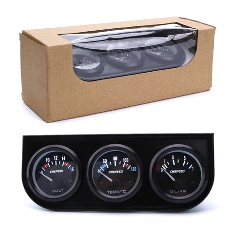 CNSPEED 52mm 12V Triple Gauge Kit Water Temp Gauge Oil pressure Voltmeter Temperature With ...