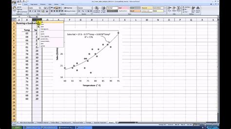 How to Run a Quadratic Regression in MS Excel 2007 - YouTube