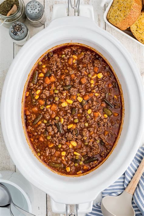 Slow Cooker Hamburger Soup - The Magical Slow Cooker