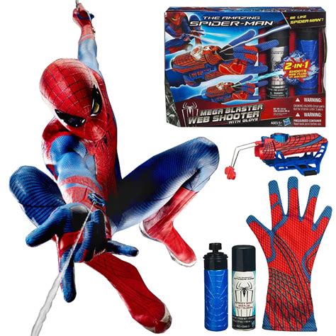 Figure Toys Amazing Spiderman Brinquedos Spinning Spray Web Shooter with Hero Gloves 2 IN 1 web ...