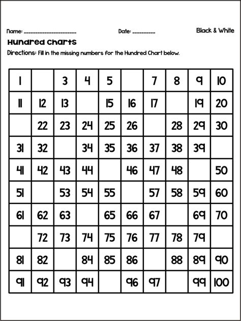 Missing Number Charts - 10 Free PDF Printables | Printablee