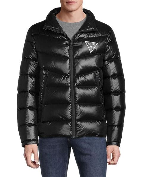 Guess Logo Puffer Jacket in Black for Men | Lyst UK