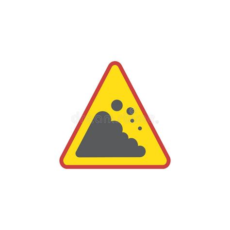 Falling rocks flat icon stock vector. Illustration of traffic - 123188787