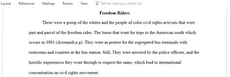 Reflective Writing for Freedom Riders documentary - exacthomework