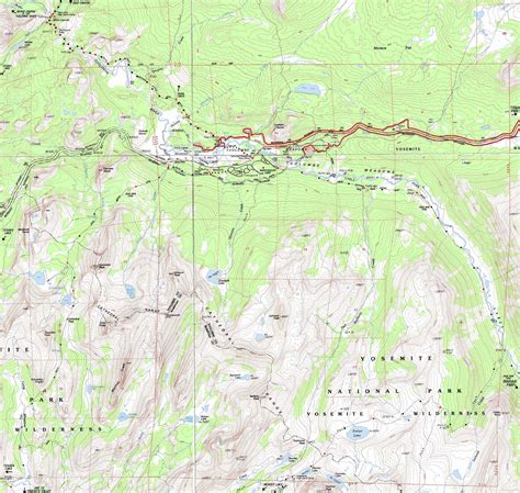 Tuolumne Meadows Region Topo Backpacking Map