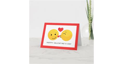 Happy Valentine's Day | Emoji Kisses Card | Zazzle