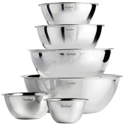 VonShef Professional 6 Piece Stainless Steel Mixing Bowl Set & Reviews ...