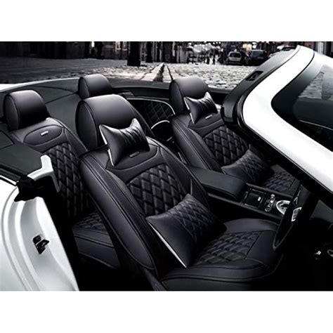 Kia Seltos PU Leatherate Luxury Car Seat Cover With Pillow and Neck Rest All Black