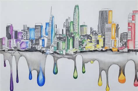 City Drip Drawing by Kristin Meyer - Fine Art America