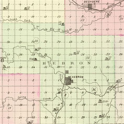 Vintage Map of Thayer County Nebraska, 1885 by Ted's Vintage Art