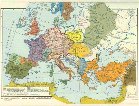 historische Karten: Karte von Europa im Jahre 1000