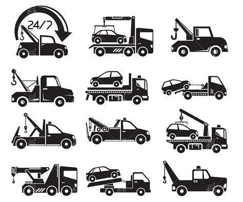 Tow Truck Svg Tow Truck Service Icons Crane Truck Hoist | Etsy in 2021 ...