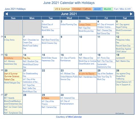 June 2021 Calendar With Us Holidays | Calendar 2021