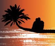 Lovers Enjoying Ocean Sunset Free Stock Photo - Public Domain Pictures