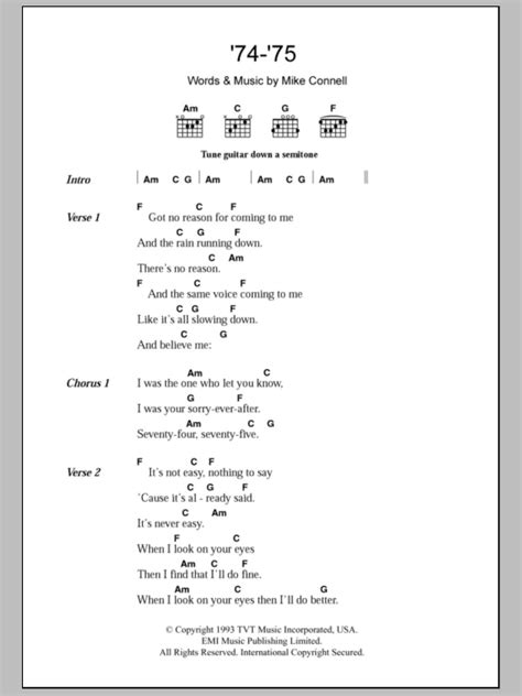 '74-'75 by The Connells - Guitar Chords/Lyrics - Guitar Instructor