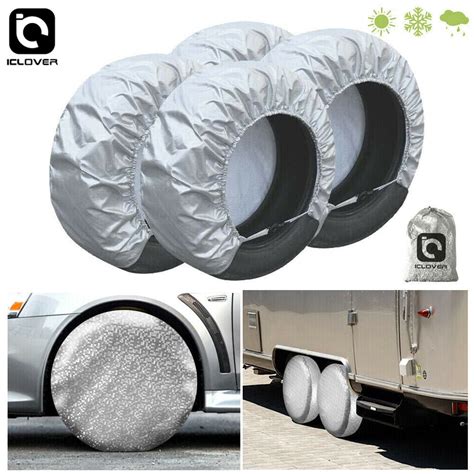 Waterproof Tire Covers Set Of 4 Wheel & Tyre RV Trailer Camper Truck SUV Aluminum Film Tough ...