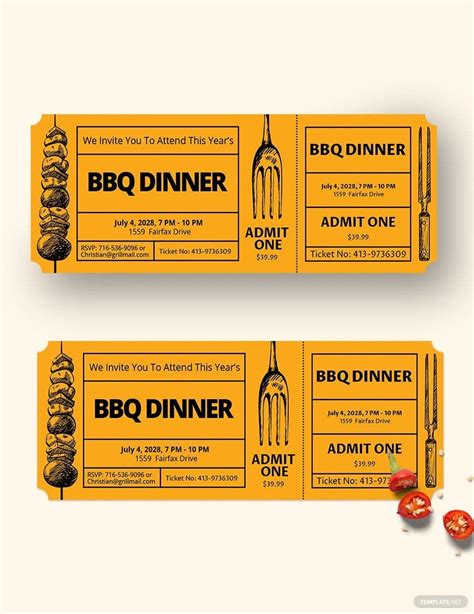 BBQ Dinner Ticket Template in Pages, Illustrator, PSD, Word, Publisher - Download | Template.net