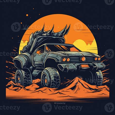 mad max car mosnter truck tshirt design mockup printable cover tattoo ...