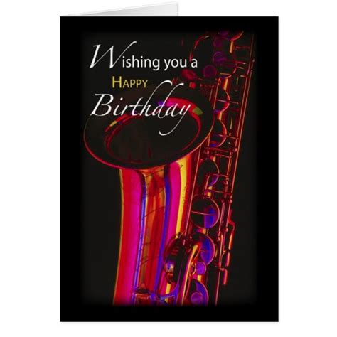 Birthday Jazz, Saxophone Card | Zazzle