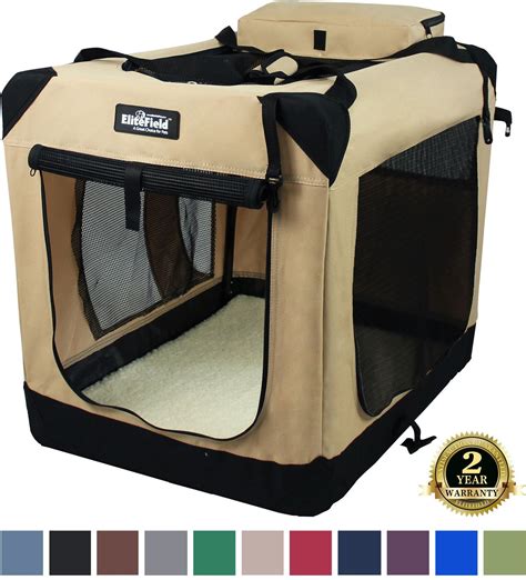 EliteField 3-Door Collapsible Soft-Sided Dog Crate, Beige, 30-in - Chewy.com