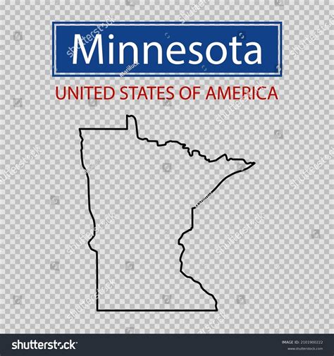 Minnesota State Outline Map On Transparent Stock Vector (Royalty Free ...