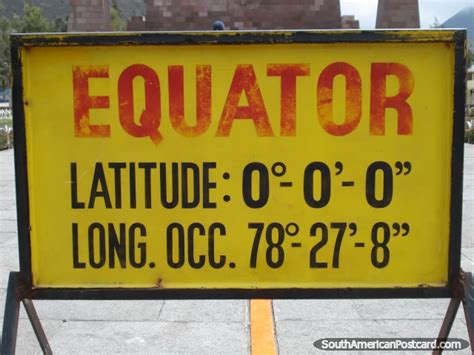 Equator - Latitude 0-0-0, Longitude 78-27-8 at Mitad del Mundo. (640x480px). Photo from Ecuador ...