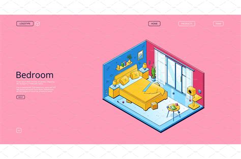 Vector banner with isometric bedroom | Vector Graphics ~ Creative Market