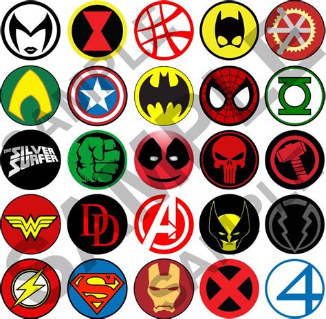 SUPERHERO LOGOS pack of 25 badges wall sticker boys bedroom | Etsy