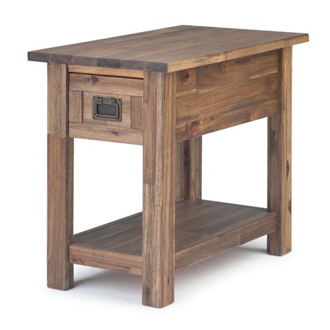 Brooklyn + Max Sullivan Solid Acacia Wood 14 inch Wide Rectangle Rustic Contemporary Narrow Side ...