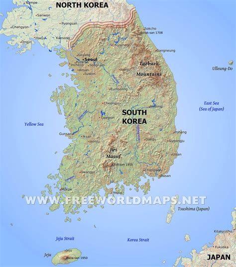 Physical Map Of South Korea - Vector U S Map