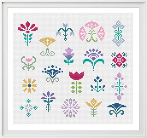 Art Nouveau Flowers Cross Stitch Pattern Art Deco Flower - Etsy UK