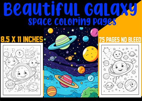 Beautiful Galaxy Space Coloring Pages Graphic by Nisad Design House ...