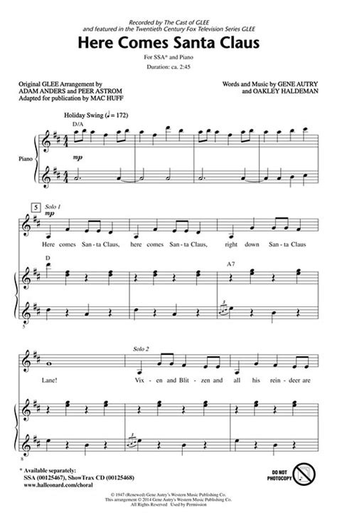 Here Comes Santa Claus Sheet Music by Mac Huff (SKU: 00125467) - Stanton's Sheet Music