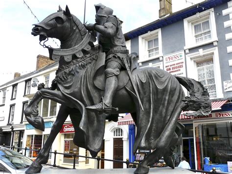 Equestrian statue of Owain Glyndwr in Corwen UK