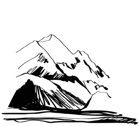 Premium Vector | Mountains sketch Hand drawn rocky peaks