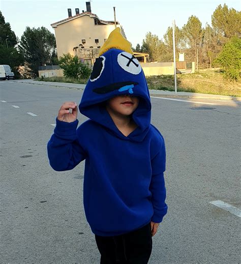 HOODED SWEATSHIRT Blue Rainbow Friends Handmade Kids - Etsy