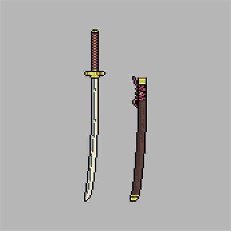 Fully edited pixel art colored Katana sword weapon 7816863 Vector Art ...