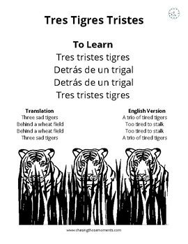 Spanish Tongue Twister/Trabalengua: Tres Tigres Tristes | TPT