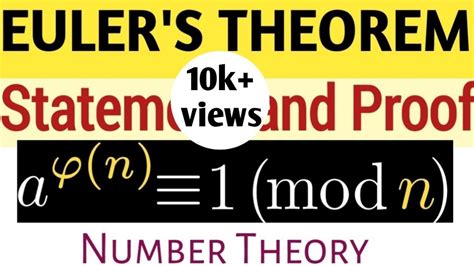 Euler's Theorem | Number Theory|Proof of Euler's Theorem |Ug Maths| BSc ...