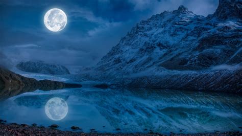 1920x1080 Full Moon Near Snowcap Mountain Laptop Full HD 1080P ,HD 4k Wallpapers,Images ...