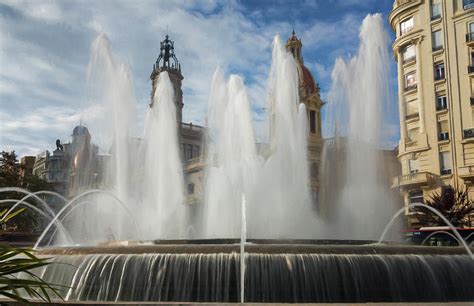 City Hall Plaza Fountain Valencia Spain Photograph by Joan Carroll ...