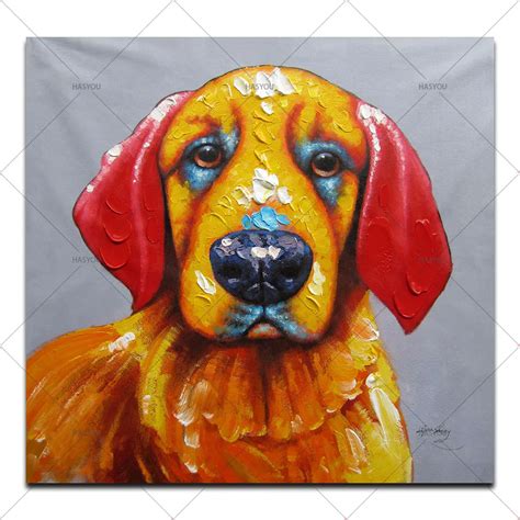 Free Shipping picture Modern Abstract Dog Oil paintings 100%Handpainted on Canvas Oil Painting ...