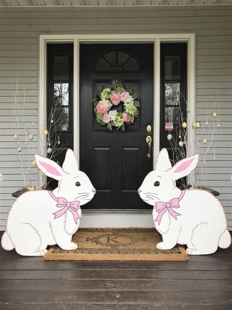 Easter Bunny one Outdoor Lawn Decor - Etsy | Easter porch decor, Easter ...