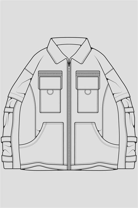 Download Windbreaker jacket technical fashion illustration sketch, long ...