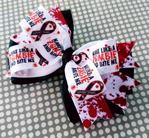 Zombie Bow Run Zombies Are Coming Horror Bow Halloween | Etsy