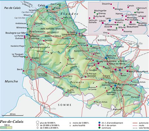 Carte du Pas-de-Calais - Pas-de-Calais carte du département 62