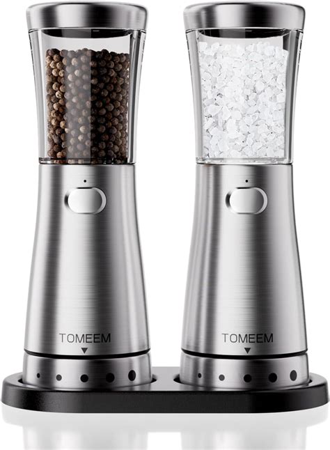 Tomeem Electric Salt and Pepper Grinder Set with LED Light & USB ...